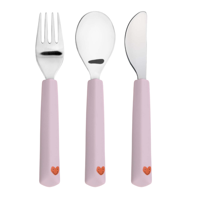 Lassig Siliconen bestek Happy Rascals Heart Lavender