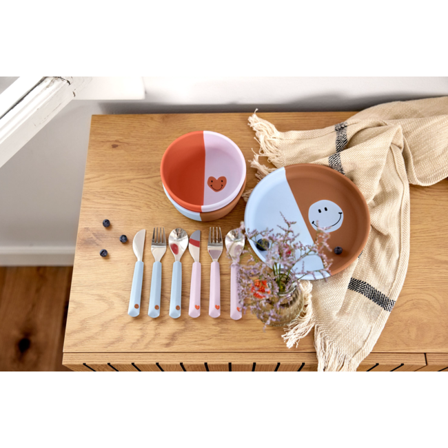 Lassig Siliconen bestek Happy Rascals Heart Lavender