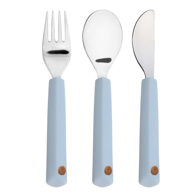 Lassig Siliconen bestek Happy Rascals Smile sky blue