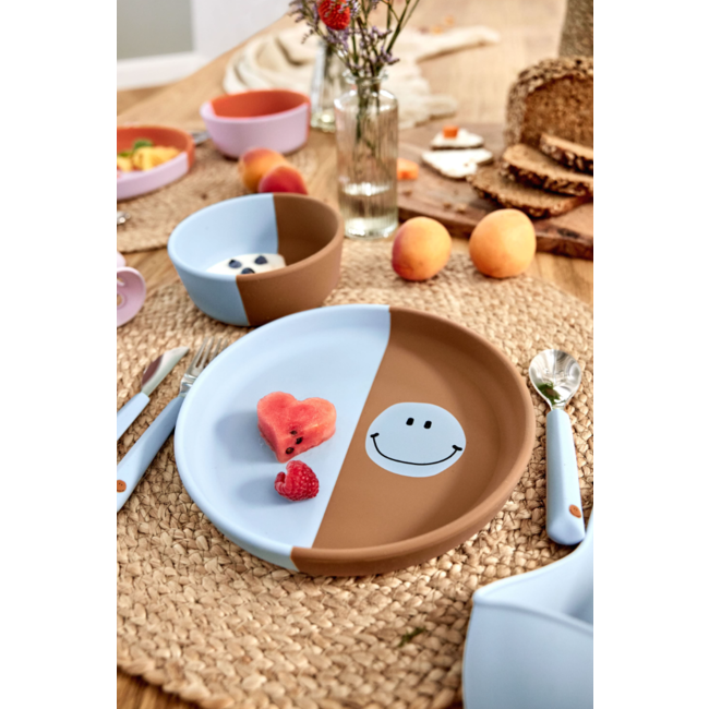 Lassig Siliconen bestek Happy Rascals Smile sky blue