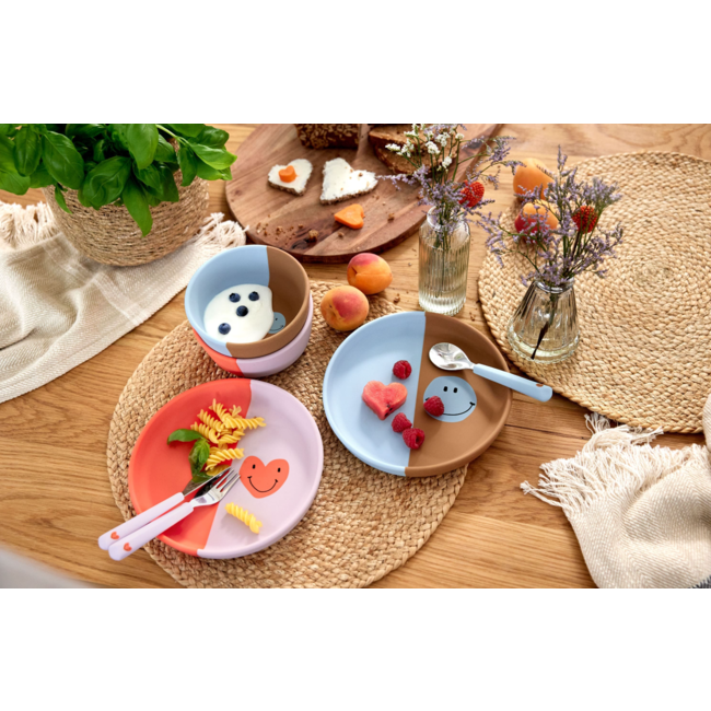 Lassig Siliconen bord Happy Rascals Smile Sky blue