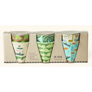Rice Beker Small - Mint - Wildlife Print - 6-pack