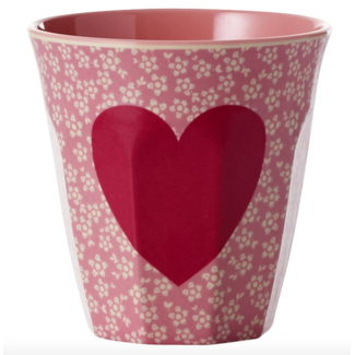 Rice Beker Middelgroot - Pink - Heart Print