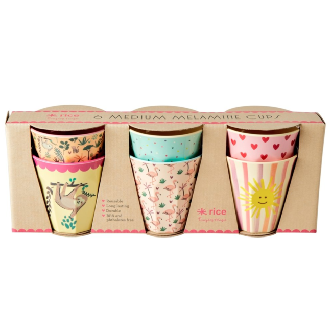 Beker Small - Pink - Funky Prints - 6-pack