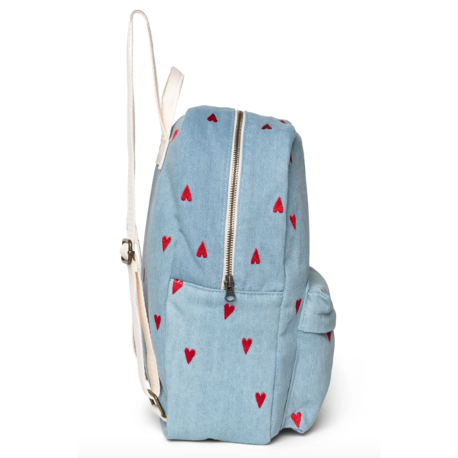 Studio Noos Denim Hearts Midi Backpack front pocket