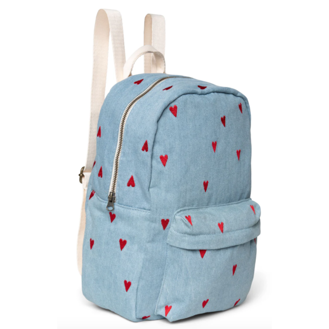 Studio Noos Studio Noos Denim Hearts Midi Backpack front pocket