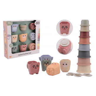 Happy world bio plastic stapel emmers en bekers in doos