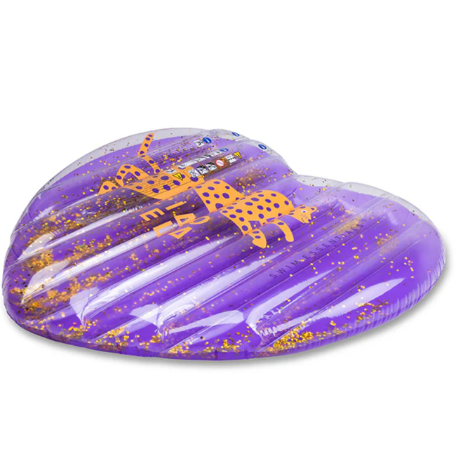 Swim Essentials  Luchtbed paars hart Leopard