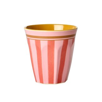 Rice Beker Middelgroot - Pink - Organic stripes print