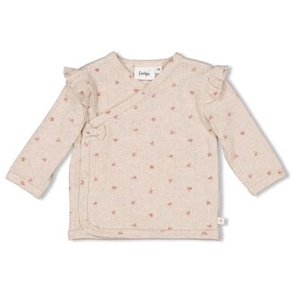 Feetje Feetje overslagshirt rib aop - Morning Sun taupe melange