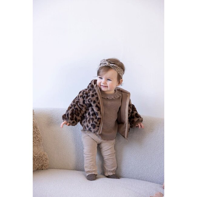 Feetje teddy jasje met capuchon - Better Together taupe