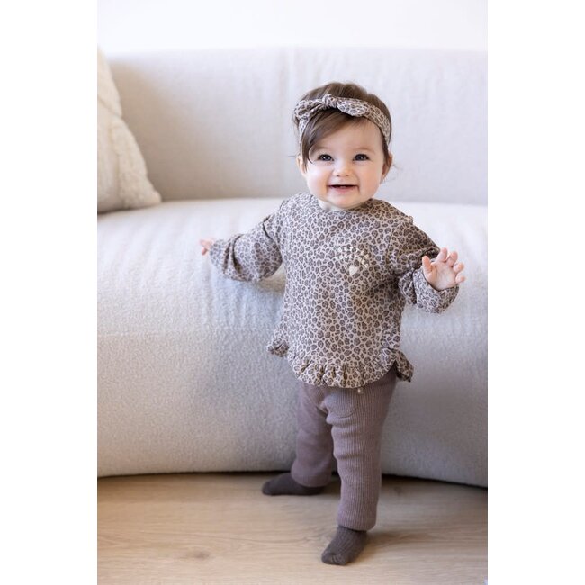 Feetje sweater AOP - Better Together taupe melange