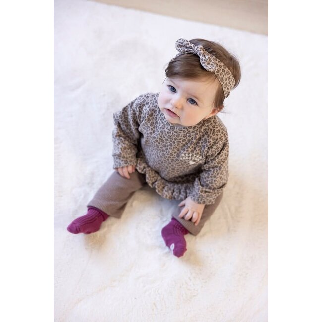 Feetje sweater AOP - Better Together taupe melange