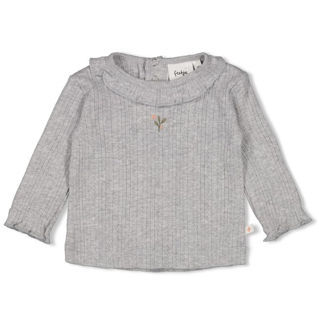 Longsleeve ajour rib - Fields of Green grijs melange