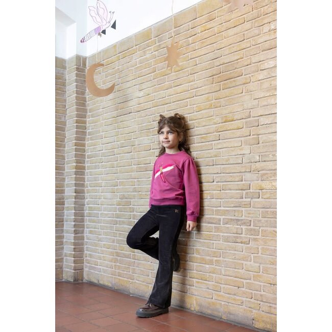 Flared broek velours rib - Shine Bright  antraciet