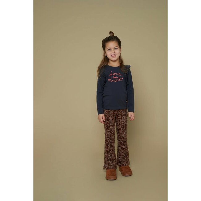 Flared broek aop - Queen Of Hearts  bruin