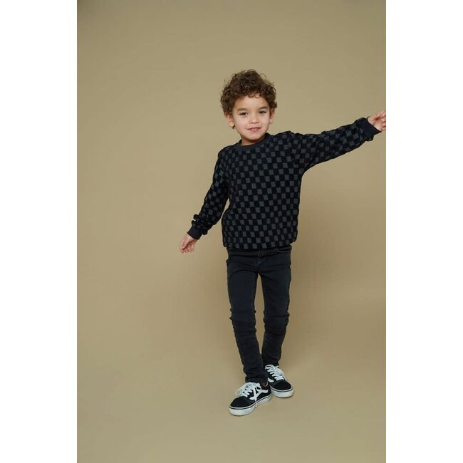 Sturdy sweater ruit badstof - Couch Club  antraciet