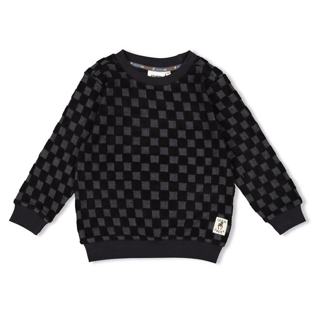 Sturdy sweater ruit badstof - Couch Club  antraciet