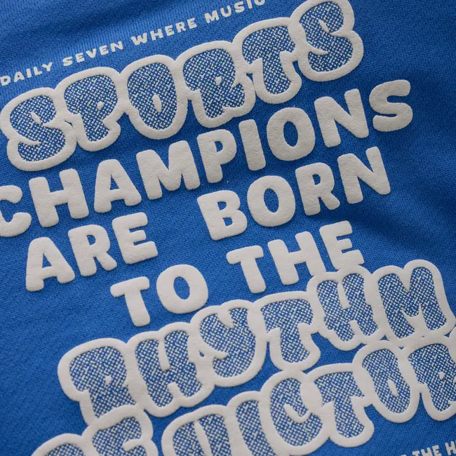 Daily7 oversized sweater textprint dusty kobalt