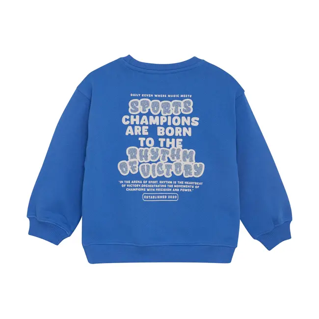 Daily7 oversized sweater textprint dusty kobalt
