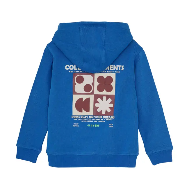 Daily7 hoodie backprint dusty kobalt