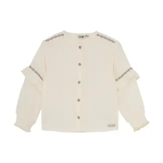Daily7 Daily7 shirt longsleeve ruffle off white