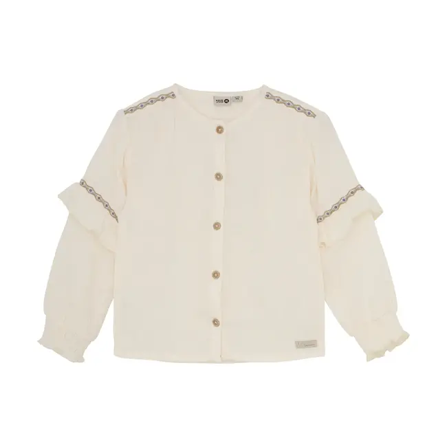 Daily7 shirt longsleeve ruffle off white
