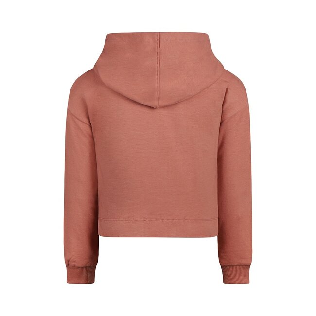 Sweater dropped shoulder with hood  dark old pink