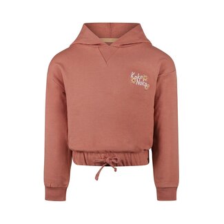 Koko Noko Sweater dropped shoulder with hood  dark old pink