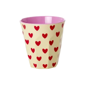Rice Beker Middelgroot - Crème - Darling Hearts Print