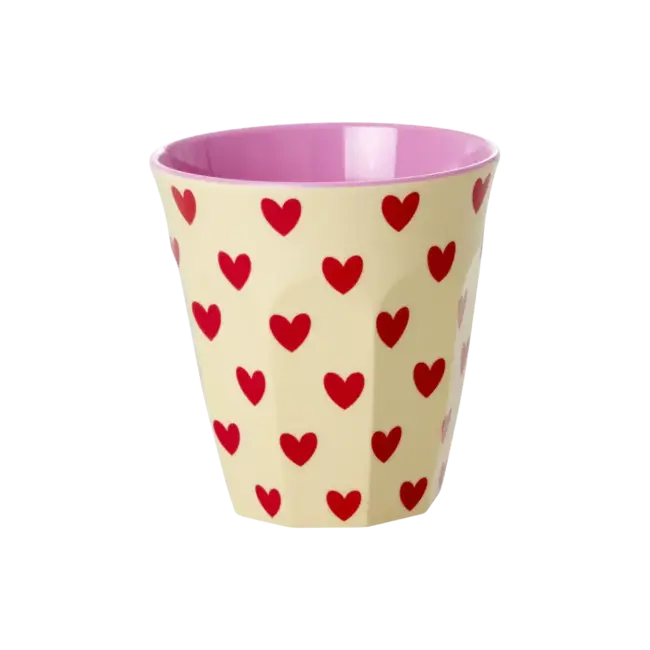 Beker Middelgroot - Crème - Darling Hearts Print