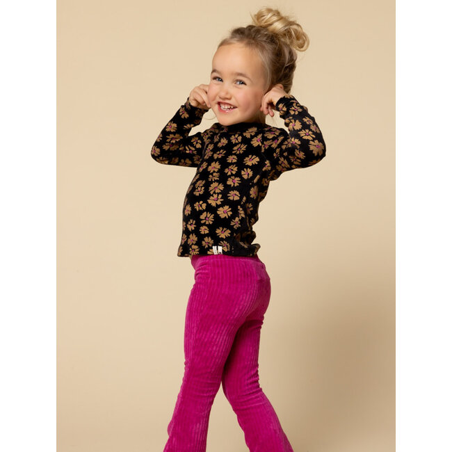 Little velvet rib pants magenta pink