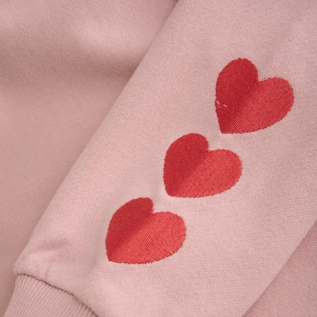 Sweater heart embroidery pale mauve