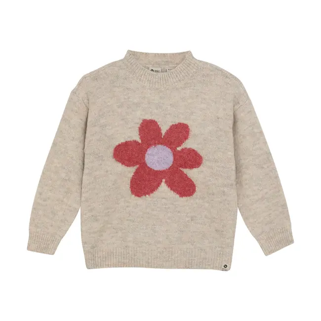 Knitted sweater flower pale mauve