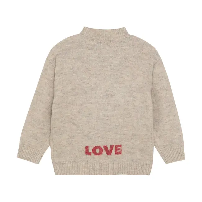 Knitted sweater flower pale mauve