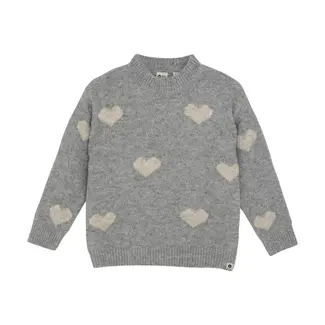 Daily7 Knitted sweater heart medium grey melange