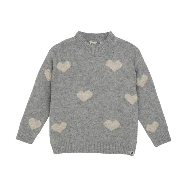 Knitted sweater heart medium grey melange