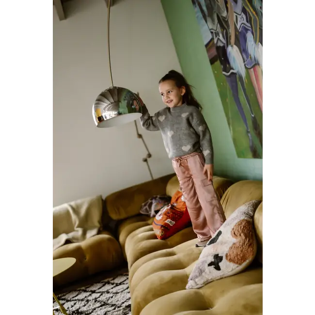 Knitted sweater heart medium grey melange