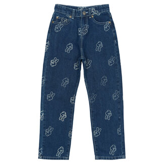 The New Jeans loose fit Pewter medium blue denim aop