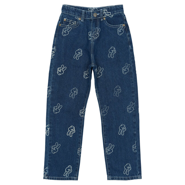 Jeans loose fit Pewter medium blue denim aop