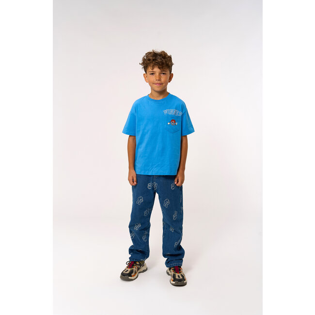 Jeans loose fit Pewter medium blue denim aop