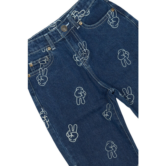 Jeans loose fit Pewter medium blue denim aop