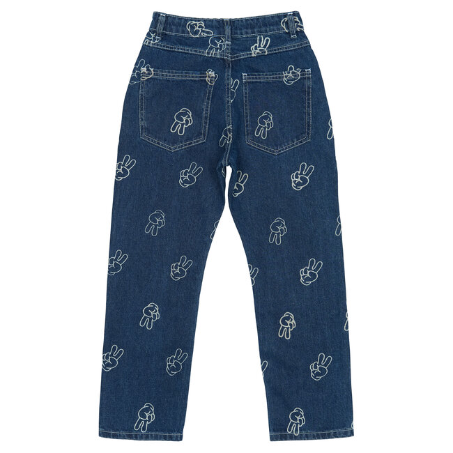 Jeans loose fit Pewter medium blue denim aop