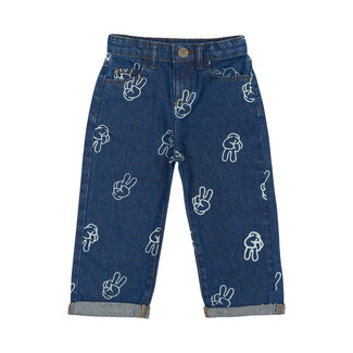 The New Siblings Wide jeans Prosper medium blue denim aop