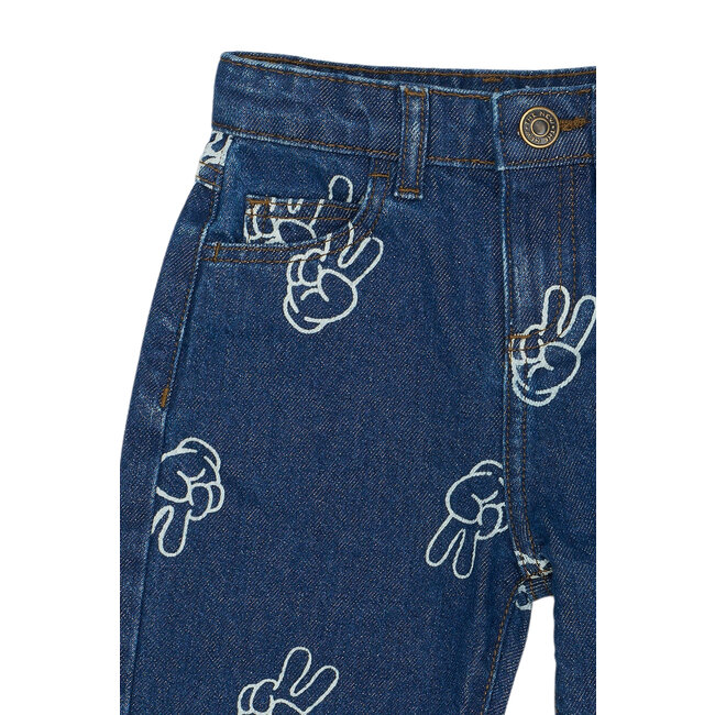 Wide jeans Prosper medium blue denim aop