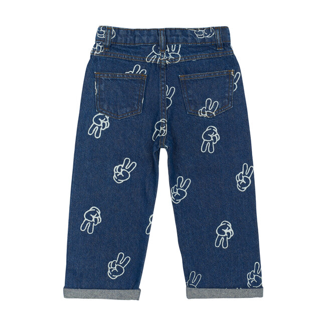 Wide jeans Prosper medium blue denim aop