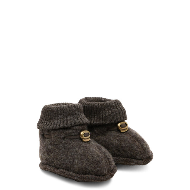 Mikk-Line wollen slofjes dark brown melange