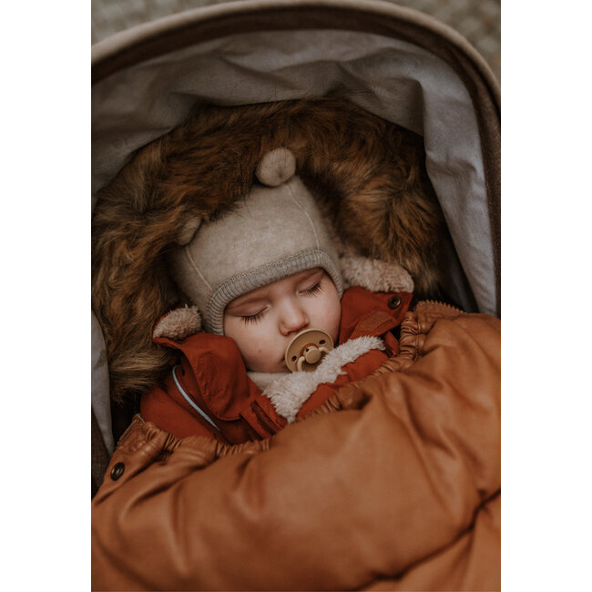 Mikk-Line wollen muts met oren melange offwhite