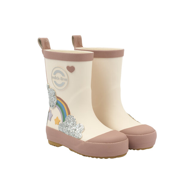 Mikk-Line laarzen Rainbow patch  white swan