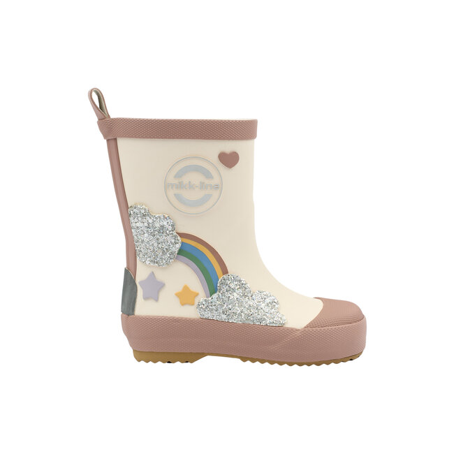 Mikk-Line laarzen Rainbow patch  white swan